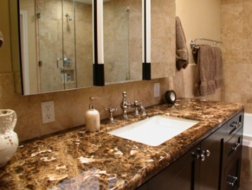 Oak Vanity with polished marble top
