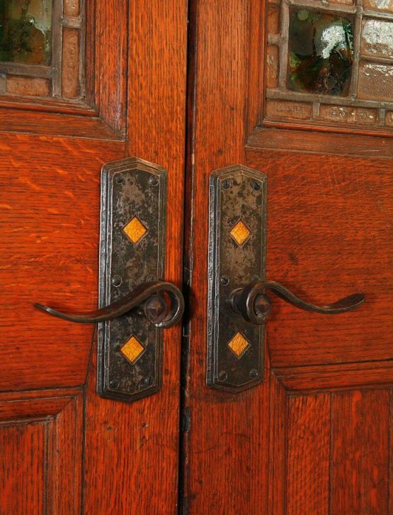 Double Escutcheon Bathroom Entry. Created by Ward Brinegar of Harmony Forge. 